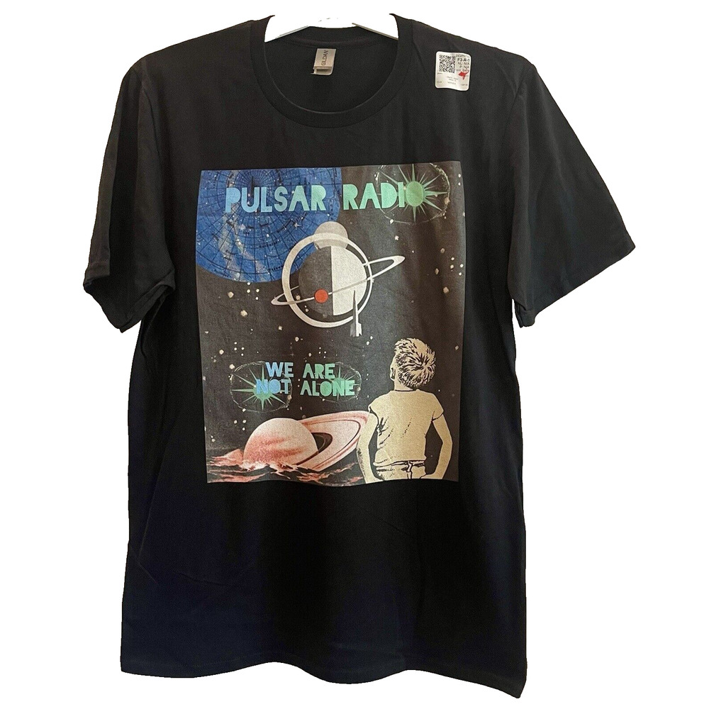 Pulsar Radio We Are Not Alone T-Shirt Men's Medium Black 👽NEW👽Gildan Soft